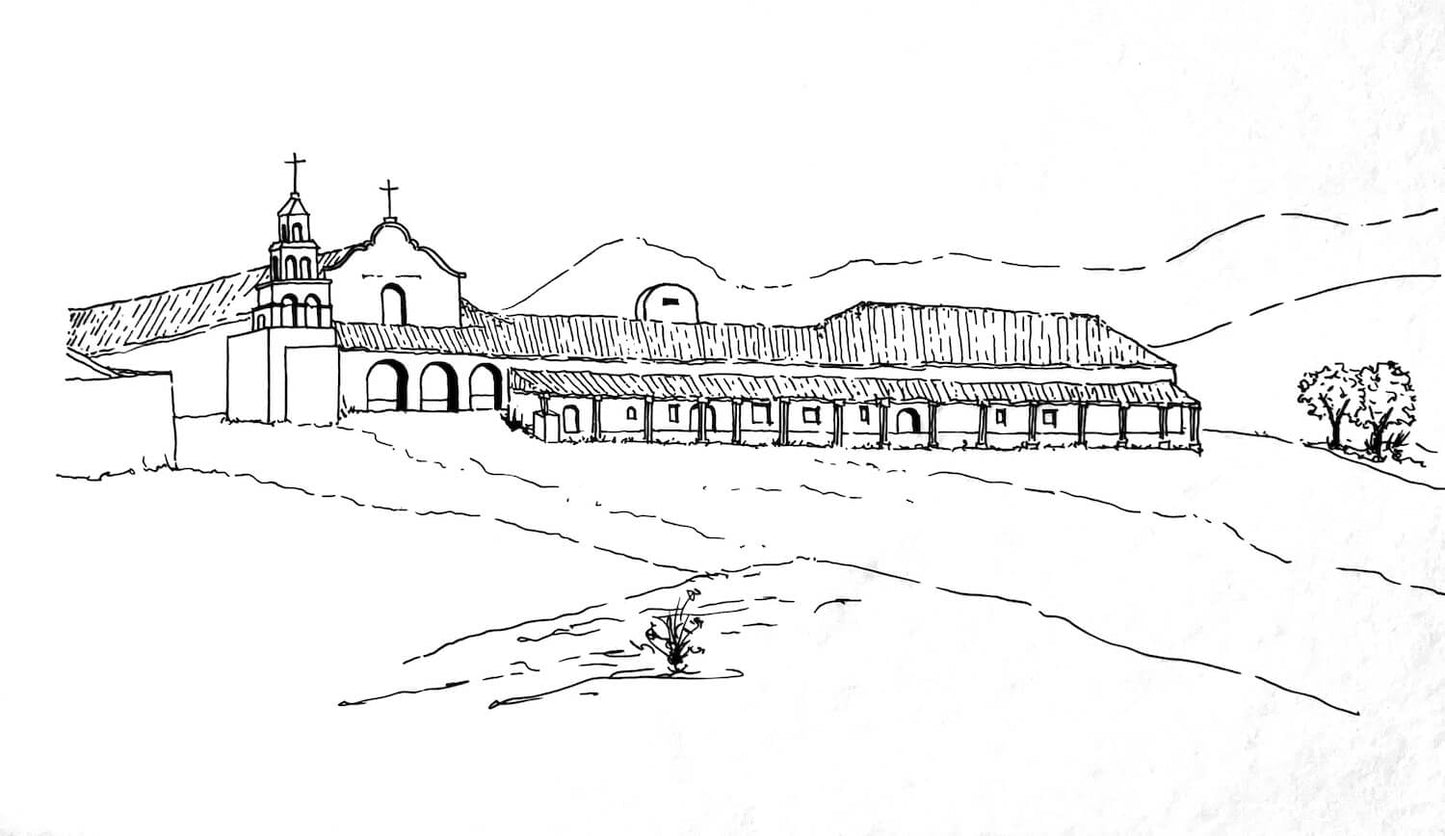 San Diego Mission, 2022 | Pen on Vellum